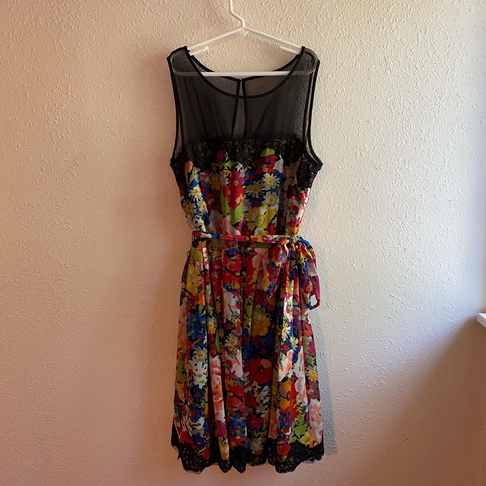 RARE Betsey Johnson Floral + Lace Midi dress!